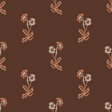 Kusursuz minimalist karalama çiçek desenli arka plan. Sakin boho dünya renginde duvar kağıdı. Modern skandi unisex çiçek tasarımı. Her yerde organik, çocuksu, cinsiyetsiz, tarafsız bir bebek var. El çizimi.