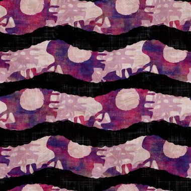 Kusursuz koyu renkli blok çizgili arka plan. Boho etnik yumuşak döşeme kumaşı tarzı. Boyayla boyanmış dekoratif desenli tekstil. Boyalı bulanık çizgili raster jpg kumaş örneği her yerde..