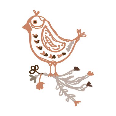 Saf, karalama nötr çiçek motifi ikonu. Şirin, kırsal halk silueti illüstrasyon klibi. Dekoratif el oymalı lino unisex çıkartması. İzole edilmiş asgari cinsiyet nötr. Vektör tasarım ögesi