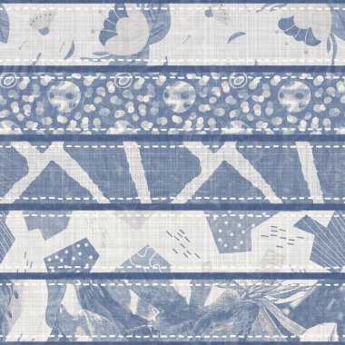 Pasaklı, şık Fransız, gri, mavi keten yama şeritli. Grunge eski yama tekstil efektlerini yıkadı. Kır tarzı ev dekorasyonu yumuşak mobilyalar, dekoratif yastık ya da kumaşın her tarafına yapıştırılmış.. 