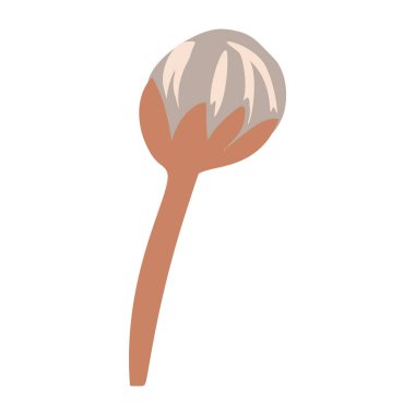 Saf, karalama nötr çiçek motifi ikonu. Şirin, kırsal halk silueti illüstrasyon klibi. Dekoratif el oymalı lino unisex çıkartması. İzole edilmiş asgari cinsiyet nötr. Vektör tasarım ögesi