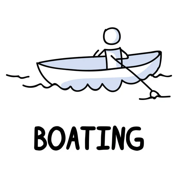 Figuras de palo icono de la navegación. Pictograma de vacaciones con texto — Vector de stock