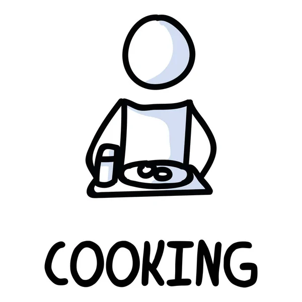 Figuras de palo icono de comida casera. Pictograma de chef con texto — Vector de stock