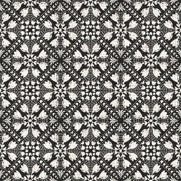 Seamless black white woven cloth geometric linen texture. Two tone monochrome pattern background. Modern textile weave effect. Masculine shape motif repeat jpg print — Stock Photo, Image