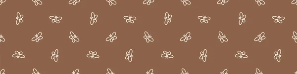 Fondo sin costuras flor género neutral borde sin costuras. Caprichoso mínimo terroso de 2 tonos de color. niños vivero banner o boho dibujos animados mascota encabezado de la moda. — Vector de stock