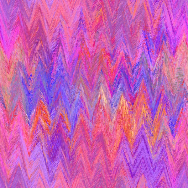 Naadloze abstracte geschilderde geborstelde chevron textuur. Regenboog helder materiaal patroon achtergrond. Boho zomer levendige geschilderd ikat effect textiel print. — Stockfoto