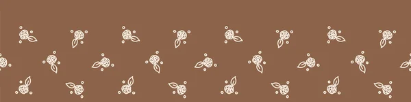 Nahtloser Hintergrund Blume geschlechtsneutrale nahtlose Grenze. Skurrile minimale erdige 2-Ton-Farbe. Kinderzimmer Banner oder Boho Cartoon Haustier Mode Header. — Stockvektor