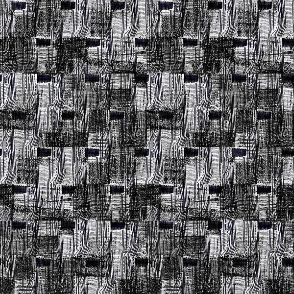 Naadloze zwart wit geweven doek geometrische linnen textuur. Tweekleurige monochrome patroon achtergrond. Modern textiel weven effect. Mannelijke vorm motief herhalen jpg print. — Stockfoto