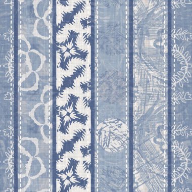 Pasaklı, şık Fransız, gri, mavi keten yama şeritli. Grunge eski yama tekstil efektlerini yıkadı. Kır tarzı ev dekorasyonu yumuşak mobilyalar, dekoratif yastık ya da kumaşın her tarafına yapıştırılmış.. 