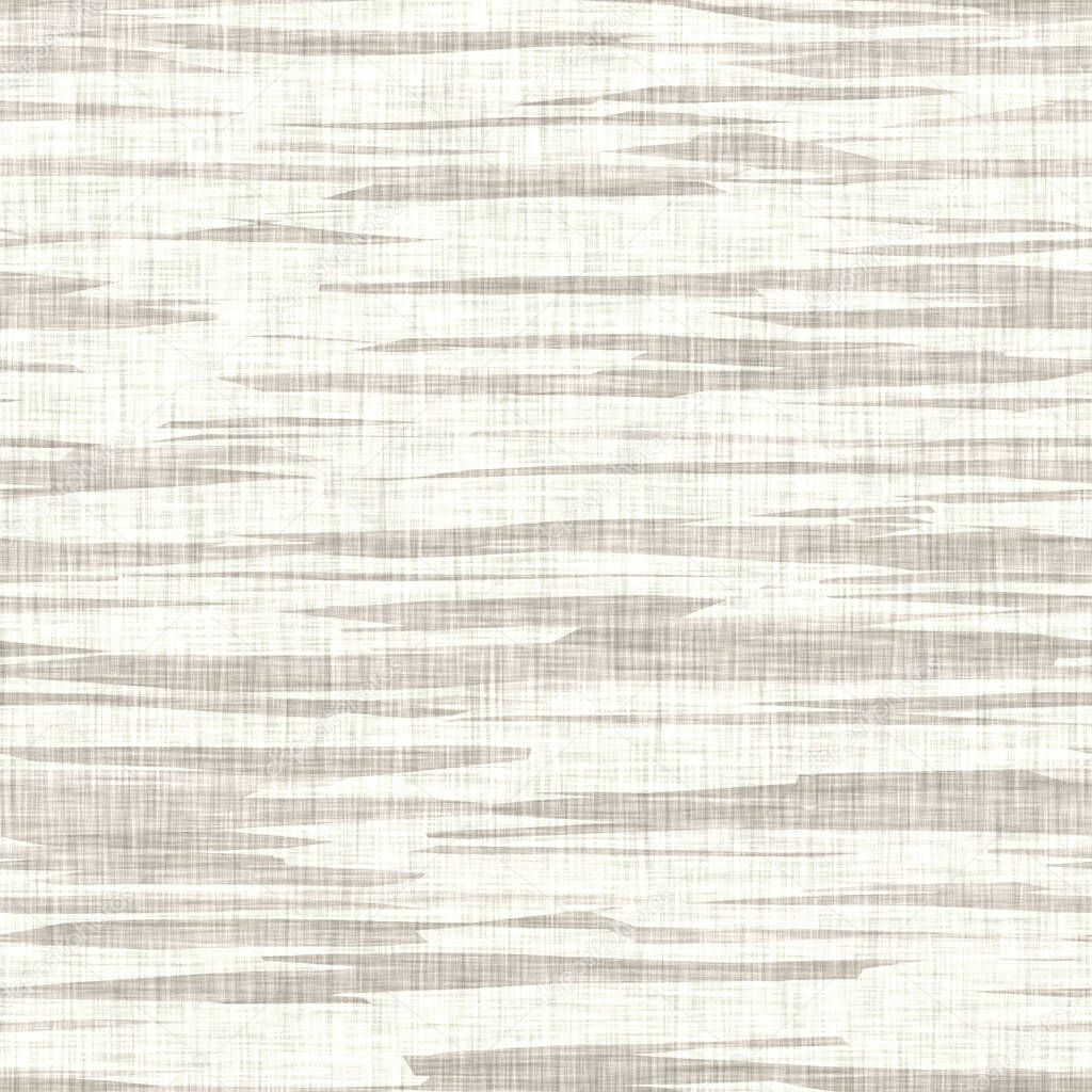 Linen texture background with wavy broken stripe. Organic irregular striped seamless pattern. Modern plain natural eco textile for home decor. Farmhouse wave style rustic grey all over print.