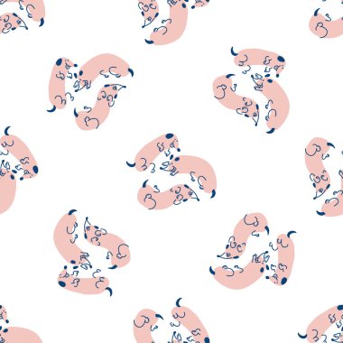 Kusursuz, sevimli çizgi film evcil köpek karalama deseni. Tuhaf, en az 2 tonluk cinsiyet ayrımı olmayan bir renk. Çocuk bezi duvar kâğıdı ya da kaprisli karakter modası her yerde..