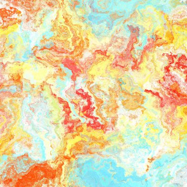 Kusursuz, soyut, fırçalanmış mermer dokular. Gökkuşağı parlak malzeme desenli arka plan. Boho yaz enerjisi boyanmış tekstil baskısı. 