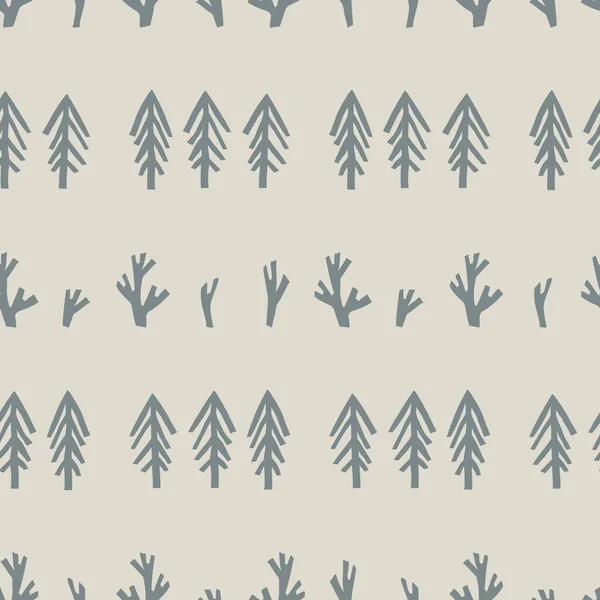 Seamless minimal winter tree holiday background. Stylized spruce duotone pattern. Scandi festive christmas motif background. Stylish simple modern yule digital gift wrap paper. — Stock Vector