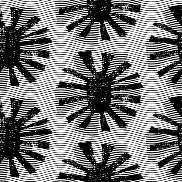 Sömlös blommig svart vit vävd sill ben stil konsistens. Två ton 50-tals svartvitt mönster. Modern textilväv effekt. Maskulin bruten linje upprepa jpg tryck. — Stockfoto