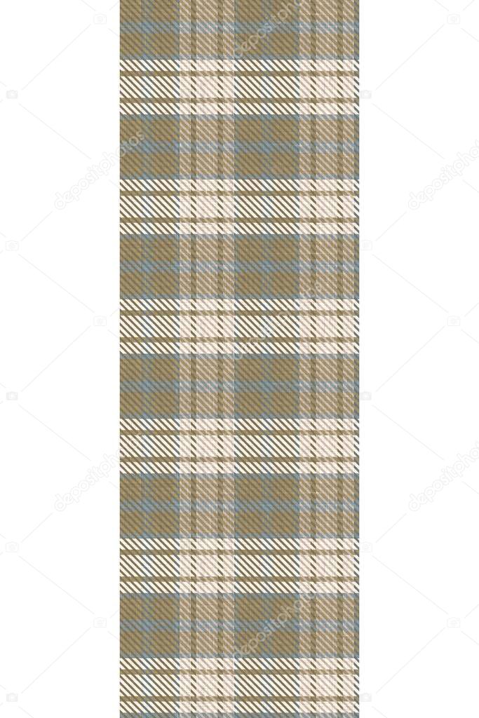 Cute gender neutral tartan seemless vertical border pattern. Checkered scottish flannel print for celtic home decor. For highland tweed trendy graphic design. Tiled rustic edging grid. 