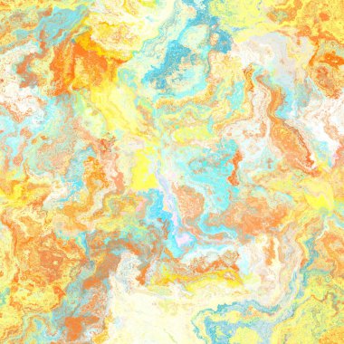 Kusursuz, soyut, fırçalanmış mermer dokular. Gökkuşağı parlak malzeme desenli arka plan. Boho yaz enerjisi boyanmış tekstil baskısı. 