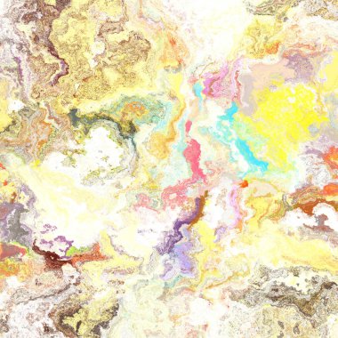 Kusursuz, soyut, fırçalanmış mermer dokular. Gökkuşağı parlak malzeme desenli arka plan. Boho yaz enerjisi boyanmış tekstil baskısı. 