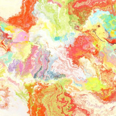 Kusursuz, soyut, fırçalanmış mermer dokular. Gökkuşağı parlak malzeme desenli arka plan. Boho yaz enerjisi boyanmış tekstil baskısı. 