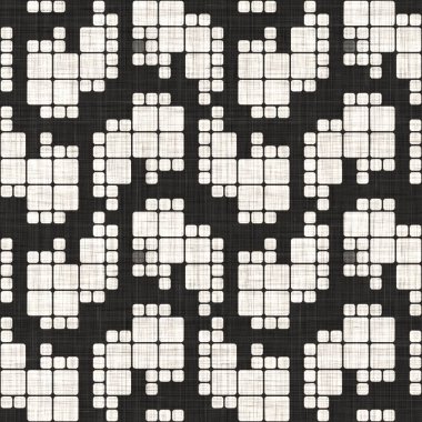 Kusursuz siyah örülmüş kumaş geometrik keten dokusu. İki ton monokrom desenli arka plan. Modern dokuma efekti. Erkeksi biçim motifi jpg yazısını tekrarla
