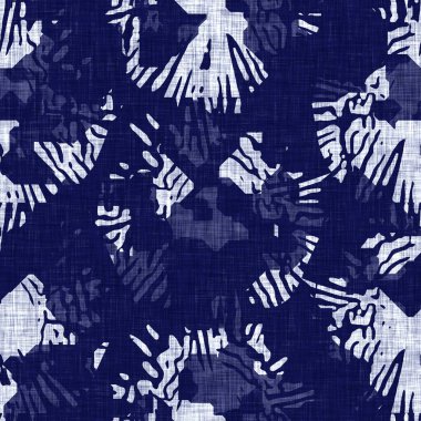 Denim çivit mavisi dokuması. Klasik doğal boya baskılı pamuk tekstil etkisi. Silinmiş ev dekoru arka planı. Japon boro tarzı kumaş baskı malzemesi.
