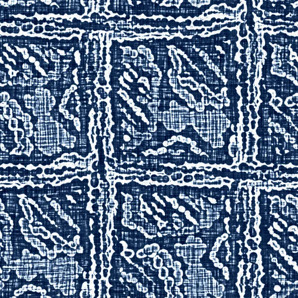 Asit, dekoratif keten jeo motifli mavi kot etkisine sahiptir. Kusursuz kot tekstil kumaş kumaşı her yerde.. — Stok fotoğraf