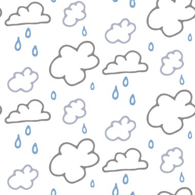 Kusursuz çizgi film yağmur bulutu karalama deseni. Tuhaf, asgari cinsiyet ayrımı olmayan bir renk. Her yerde çocuk yuvası ya da hava durumu var.. 