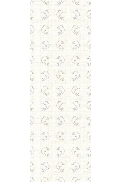 Seamless background sea dolphin gender neutral border vertical. Whimsical minimal earthy 2 tone color. Kids nursery banner or boho cartoon fashion natural template.