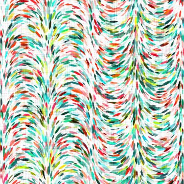 Suluboya fırçalanmış noktalı arkaplan. Elle boyanmış tuhaf empresyonist karnaval kusursuz desen. Dekoratif dalgalı yıkama boyası her yerde..