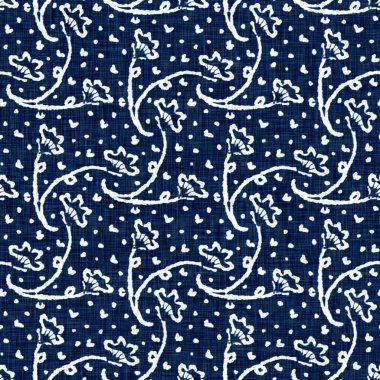 Asit, dekoratif keten çiçek motifli mavi kot etkisine sahiptir. Kusursuz kot tekstil kumaş kumaşı her yerde..