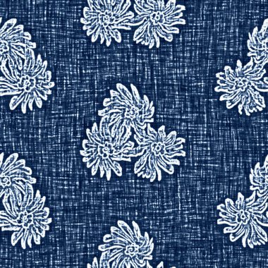 Asit, dekoratif keten çiçek motifli mavi kot etkisine sahiptir. Kusursuz kot tekstil kumaş kumaşı her yerde..