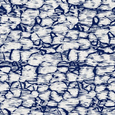 İndigo boyalı kumaş rastgele benekler desen dokusu. Kusursuz tekstil kumaş boyası baskıya dayanıklıdır. Japon kimono bloğu baskısı. Yüksek çözünürlüklü batik etkisi benekli kumaş parçası. 