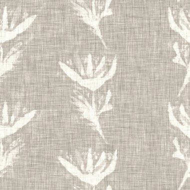El yapımı gri çiçek motifli keten kumaş. Kaprisli bahçe pürüzsüz desen. Ev dekorasyonu için modern bahar karalama ürünleri. Her yerde botanik scandi tarzı rustik ekolojik eko-ekru var.