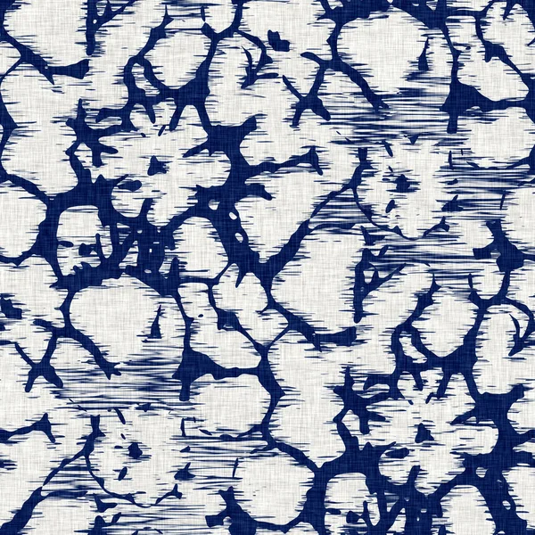 Indigo dyed fabric flower pattern texture. Seamless textile fashion cloth dye resist all over print. Japanese kimono block print. High resolution batik effect repeatable swatch. — Stock Photo, Image