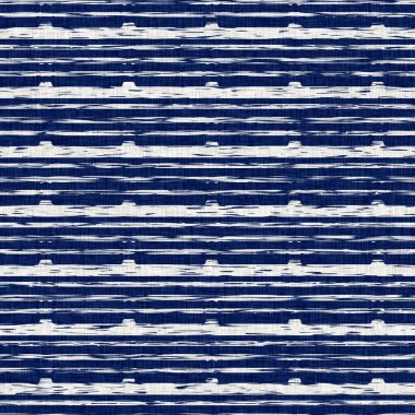 İndigo boyalı kumaş şerit desen dokusu. Kusursuz tekstil kumaş boyası baskıya dayanıklıdır. Japon kimono bloğu baskısı. Yüksek çözünürlüklü batik etkisi çizgili kumaş parçası. 