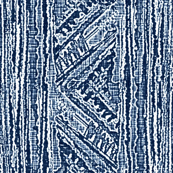 Zuur wassen blauwe jean effect textuur met decoratieve streep lijn achtergrond. Naadloze denim textiel modestof over de hele print. — Stockfoto