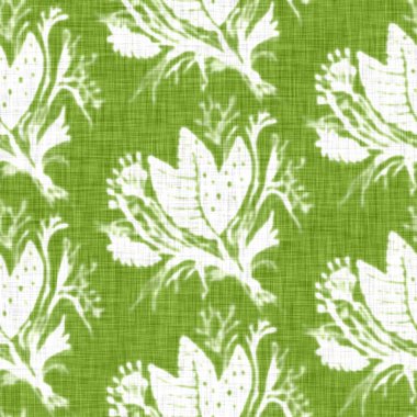 El yapımı çiçek motifli keten dokusu. Kaprisli bahçe pürüzsüz desen. Ev dekorasyonu için modern bahar karalama ürünleri. Her tarafı botanik tarama tarzı kırsal yeşil..