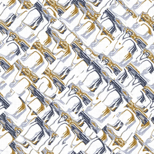 Masculin motif géométrique glitch sans couture. Déformé bleu marine bleu rétro forme géo blanc pour les hommes de la mode. Style moderne rétro lumière design swatch. Tuile reproductible haute résolution. — Photo