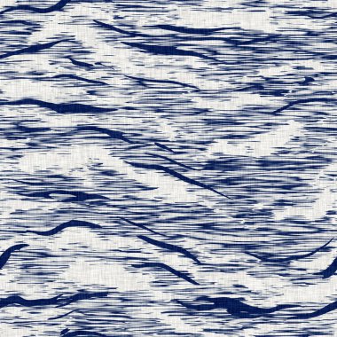 İndigo boyalı kumaş şerit desen dokusu. Kusursuz tekstil kumaş boyası baskıya dayanıklıdır. Japon kimono bloğu baskısı. Yüksek çözünürlüklü batik etkisi çizgili kumaş parçası. 