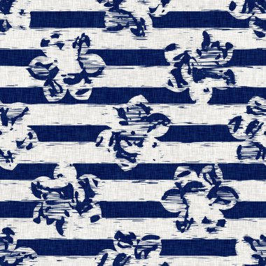  İndigo boyalı kumaş desenli çiçek deseni. Kusursuz tekstil kumaş boyası baskıya dayanıklıdır. Japon kimono bloğu baskısı. Yüksek çözünürlüklü batik etkisi tekrarlanabilir kumaş parçası. 