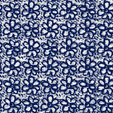  İndigo boyalı kumaş desenli çiçek deseni. Kusursuz tekstil kumaş boyası baskıya dayanıklıdır. Japon kimono bloğu baskısı. Yüksek çözünürlüklü batik etkisi tekrarlanabilir kumaş parçası. 