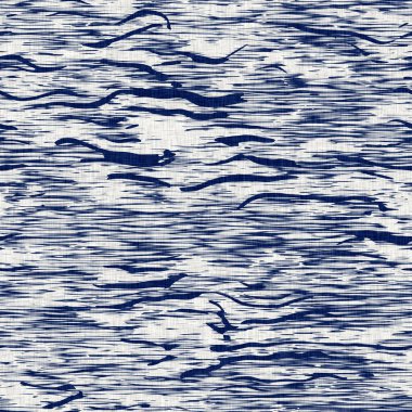 İndigo boyalı kumaş şerit desen dokusu. Kusursuz tekstil kumaş boyası baskıya dayanıklıdır. Japon kimono bloğu baskısı. Yüksek çözünürlüklü batik etkisi çizgili kumaş parçası. 