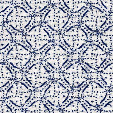 İndigo boyalı kumaş jeo şekil dokusu. Kusursuz tekstil kumaş boyası baskıya dayanıklıdır. Japon kimono bloğu baskısı. Yüksek çözünürlüklü batik etkisi 