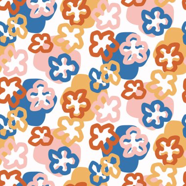 Soyut oyuncu matisse stili çiçek şeklini keser. Her yerde retro çocuklar için kusursuz modern çiçek kolajı tasarımı. Moda ev dekorasyonu, çocuk modası, vektör tekrarlı duvar kağıdı.