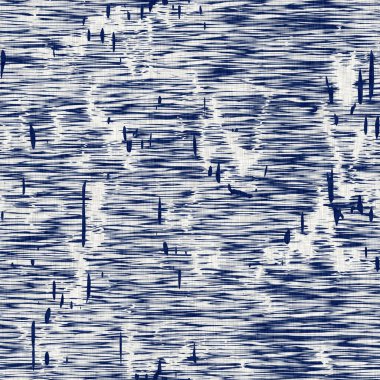 İndigo boyalı kumaş rastgele benekler desen dokusu. Kusursuz tekstil kumaş boyası baskıya dayanıklıdır. Japon kimono bloğu baskısı. Yüksek çözünürlüklü batik etkisi benekli kumaş parçası. 