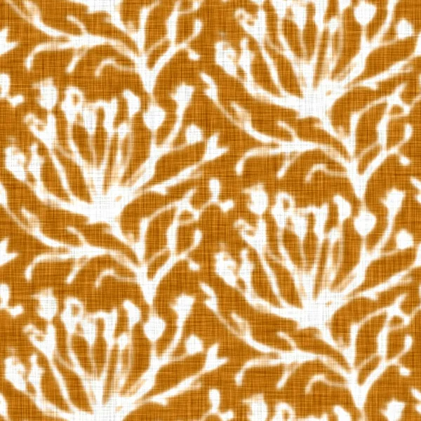 Χειροποίητο μοτίβο λουλούδι λινό υφή. Ιδιότροπος κήπος χωρίς ραφή μοτίβο. Σύγχρονη άνοιξη doodle floral ύφασμα φύση για διακόσμηση σπιτιού. Βοτανικό σκάνδαλο στυλ ρουστίκ πορτοκαλί σε όλη την εκτύπωση. — Φωτογραφία Αρχείου