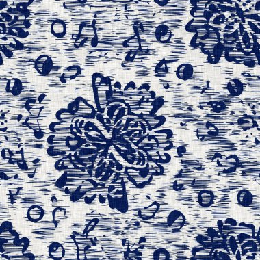  İndigo boyalı kumaş desenli çiçek deseni. Kusursuz tekstil kumaş boyası baskıya dayanıklıdır. Japon kimono bloğu baskısı. Yüksek çözünürlüklü batik etkisi tekrarlanabilir kumaş parçası. 