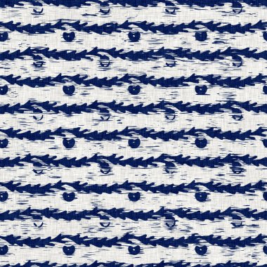 İndigo boyalı kumaş şerit desen dokusu. Kusursuz tekstil kumaş boyası baskıya dayanıklıdır. Japon kimono bloğu baskısı. Yüksek çözünürlüklü batik etkisi çizgili kumaş parçası. 