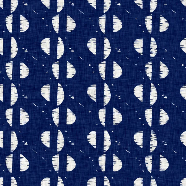 Indigo dyed fabric geo shape pattern texture. Seamless textile fashion cloth dye resist all over print. Japanese kimono block print. High resolution batik effect — Stock Photo, Image