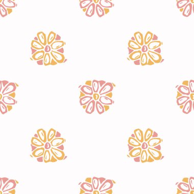 Soyut oyuncu renk biçimi çiçek şeklini keser. Her yerde retro çocuklar için kusursuz modern çiçek deseni tasarımı. Moda ev dekorasyonu, çocuk modası, vektör tekrarlı duvar kağıdı.