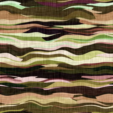 Yüzyılın ortalarında modern çizgili kumaş 1960 'ların modası. Kusursuz grafik kırık çizgi tekrar dokusu. Dekoratif doğa kamuflaj etkisi. Yumuşak mobilya ve moda baskısı için basılmış pamuk.